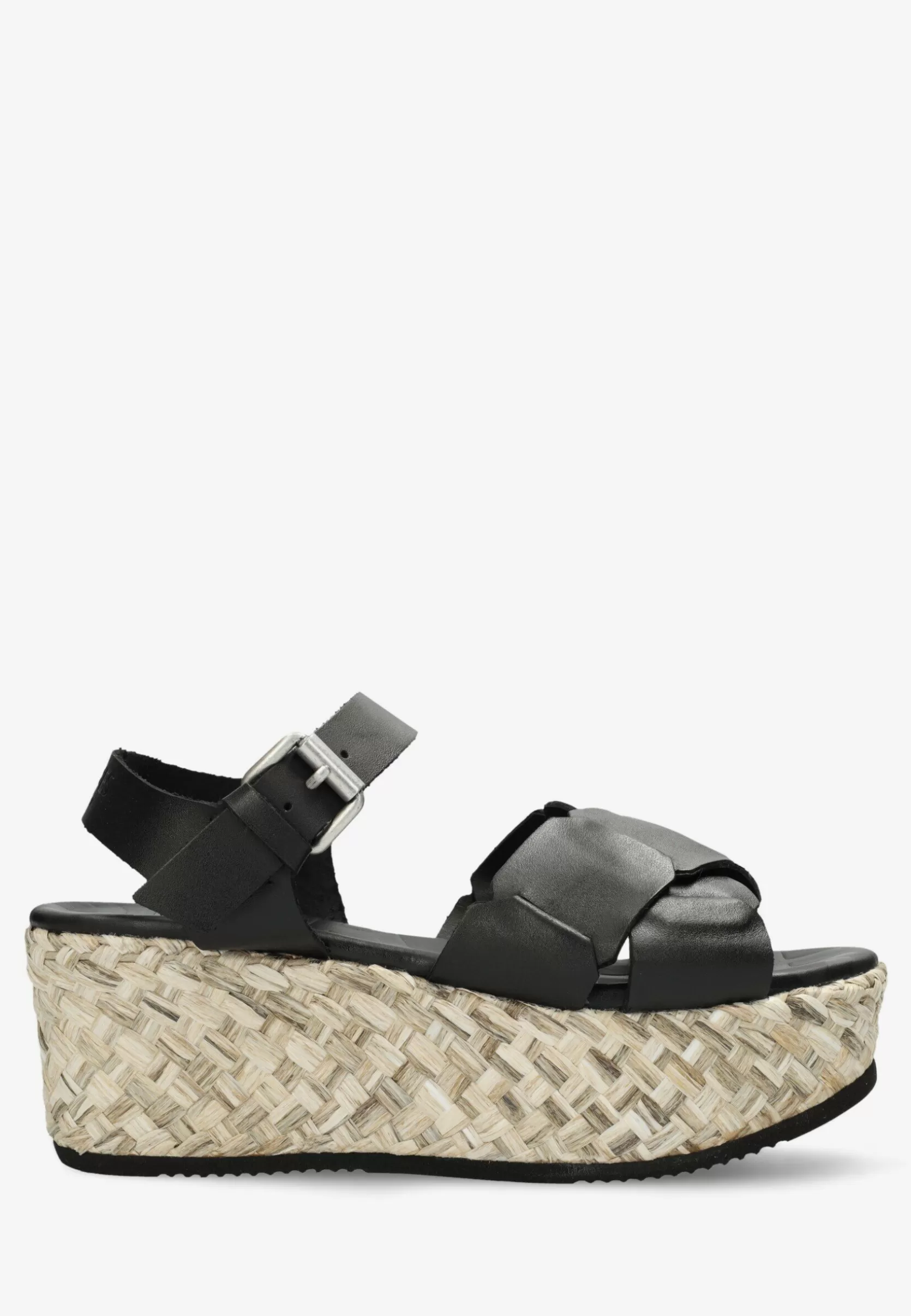 Frau Shabbies Amsterdam Espadrille Sandale Glattleder Schwarz