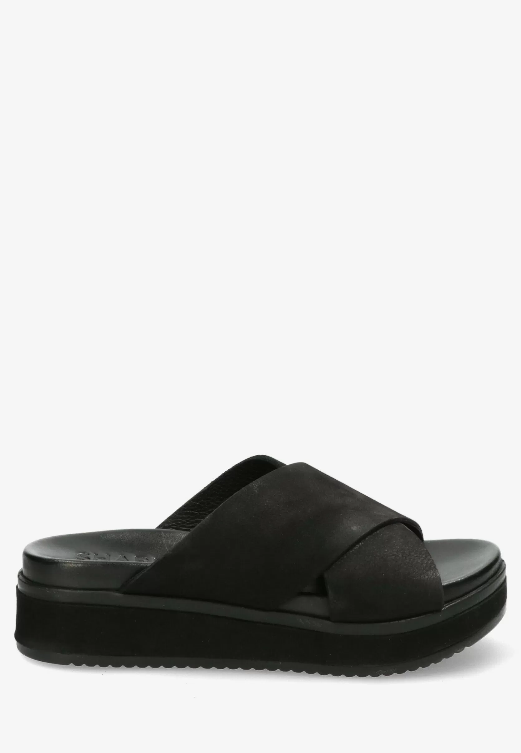 Frau Shabbies Amsterdam Slipper With Covered Wedge Nubuck Leather Black